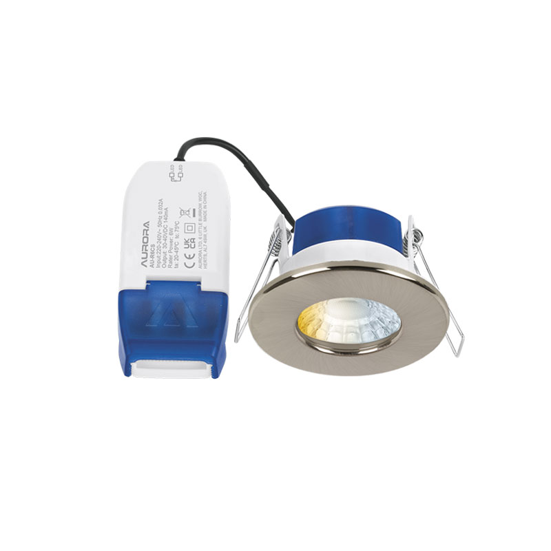 Aurora R6 Fixed 6W 3000-5700K Fire Rated LED Downlight Satin Nickel