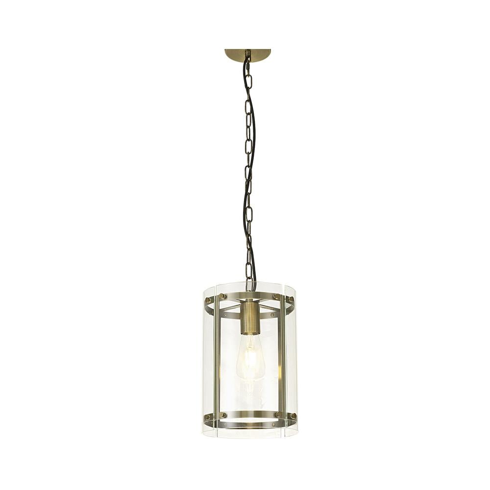 Luxuria Etoile 20.5cm Pendant Light E27 Antique Brass / Plain Clear (A) Glass