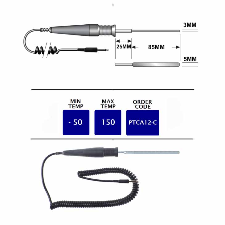 PTCA12-C Thermistor Flat Probe with Connector