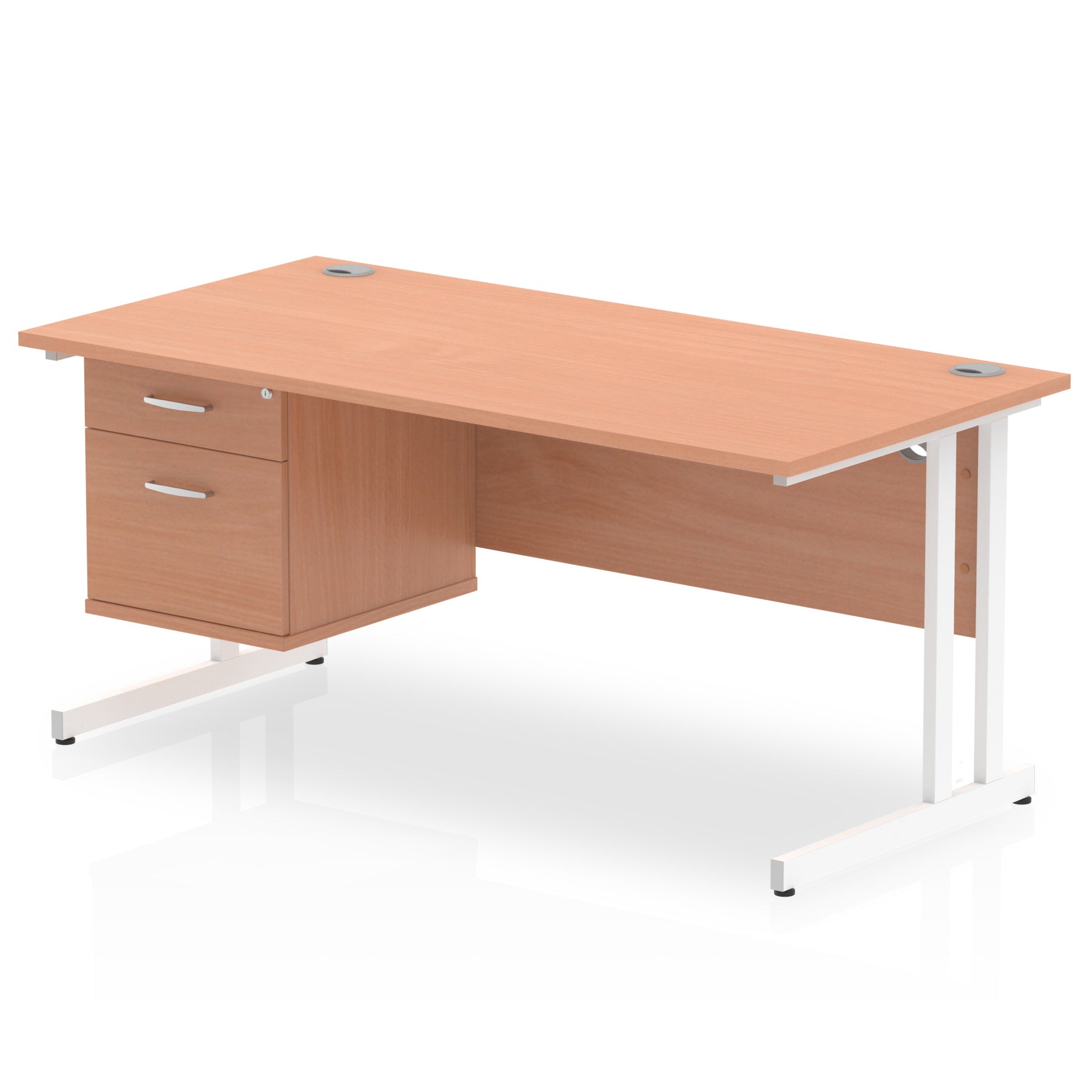 Suppliers Of Impulse Cantilever Straight Desk With Single Fixed Pedestal - 1600mm - Multiple Colour Options UK