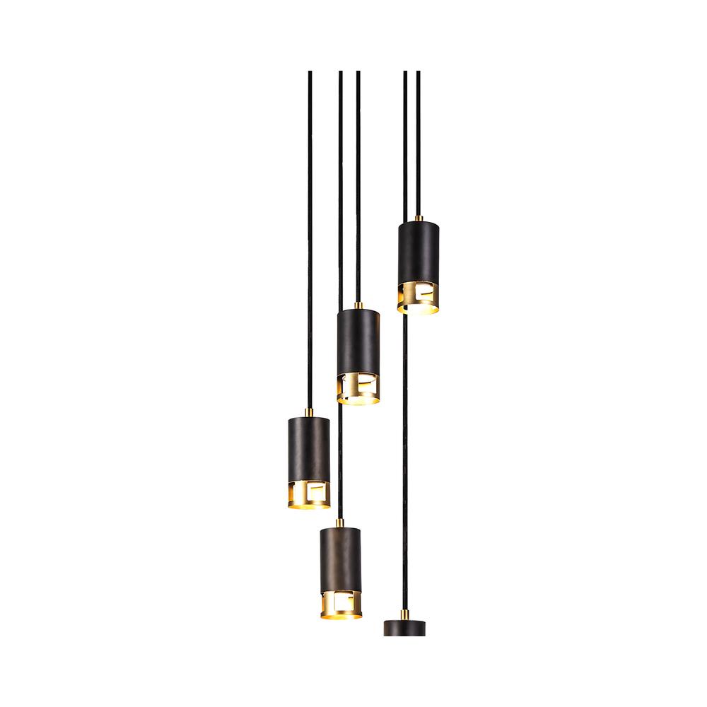 Luxuria Selene 25cm 5 Light Round Pendant GU10 Black / Painted Gold