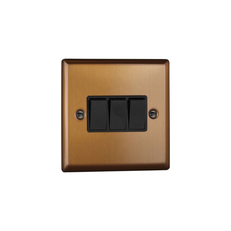 Varilight Urban 10A 3G Rocker Switch Brushed Bronze (Standard Plate)