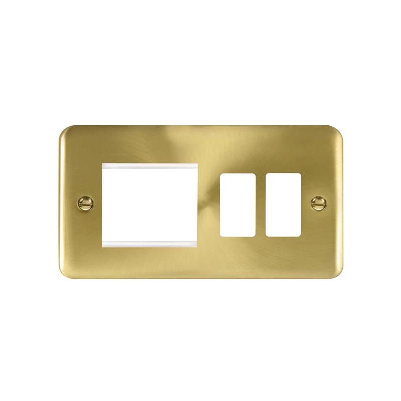 Click Deco Plus 2G GridPro Frontplate With Twin Aperture Satin Brass