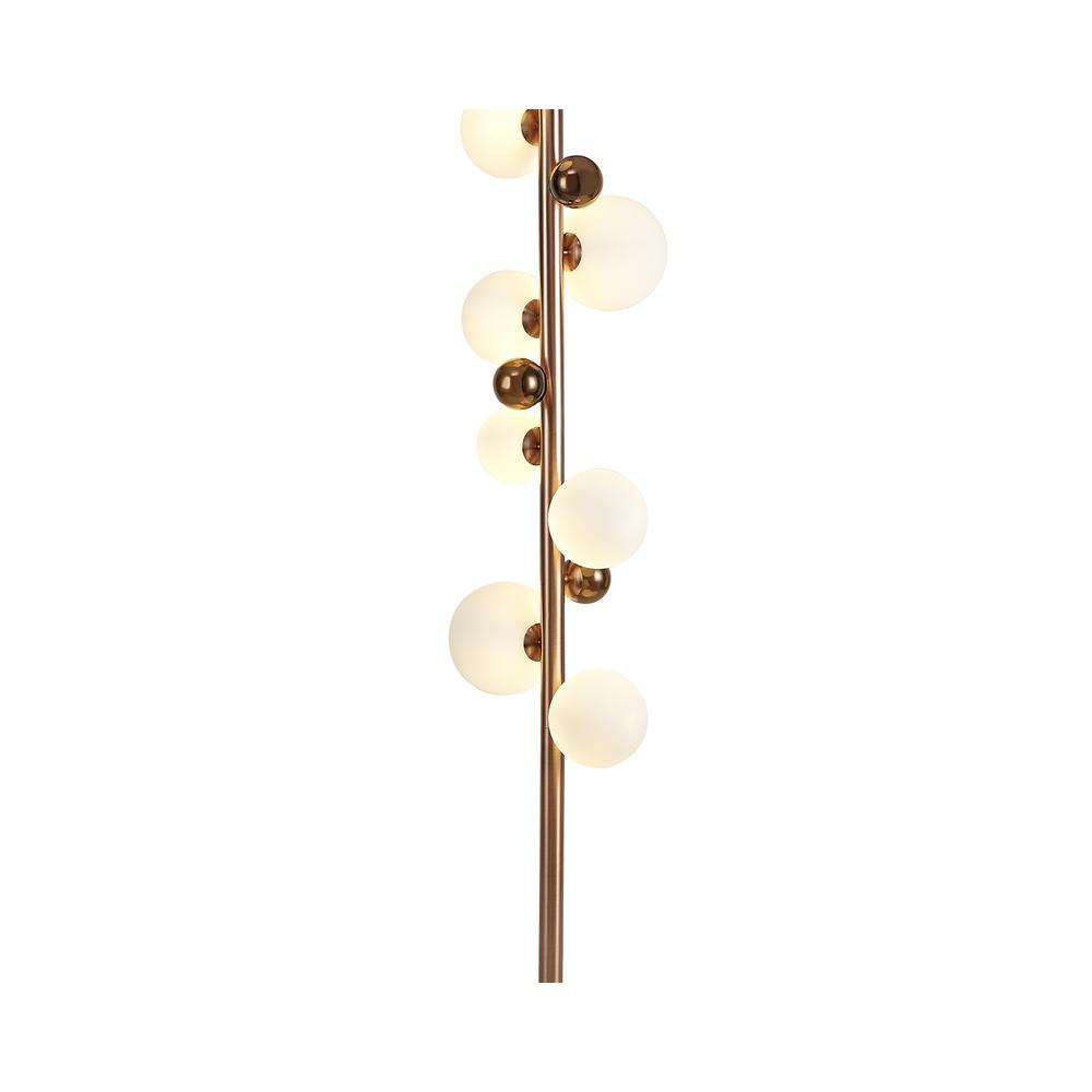 Luxuria Mateo Floor Lamp 8xG9 Antique Copper/Opal & Copper Glass With White Marble Base