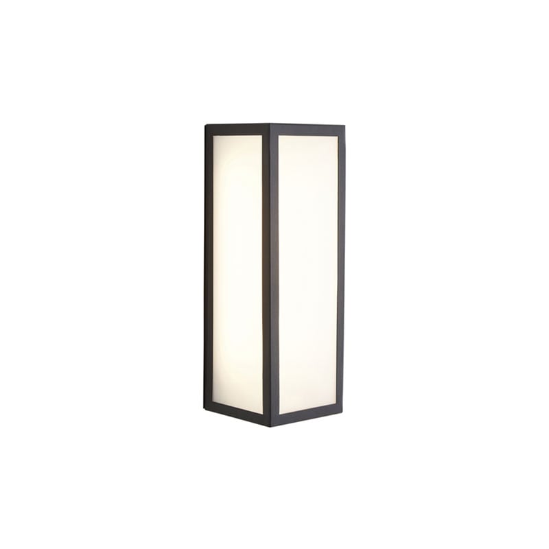 Forum Thetis Opal Glass Panel Box Wall Lantern Black