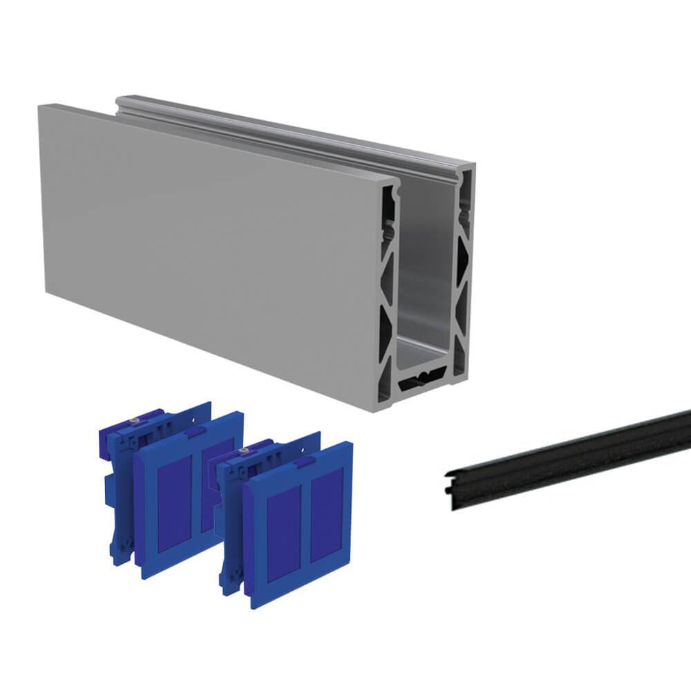 Duo Channel Kit 2.5m to Suit 19mm GlassBase Fix Anodised Finish