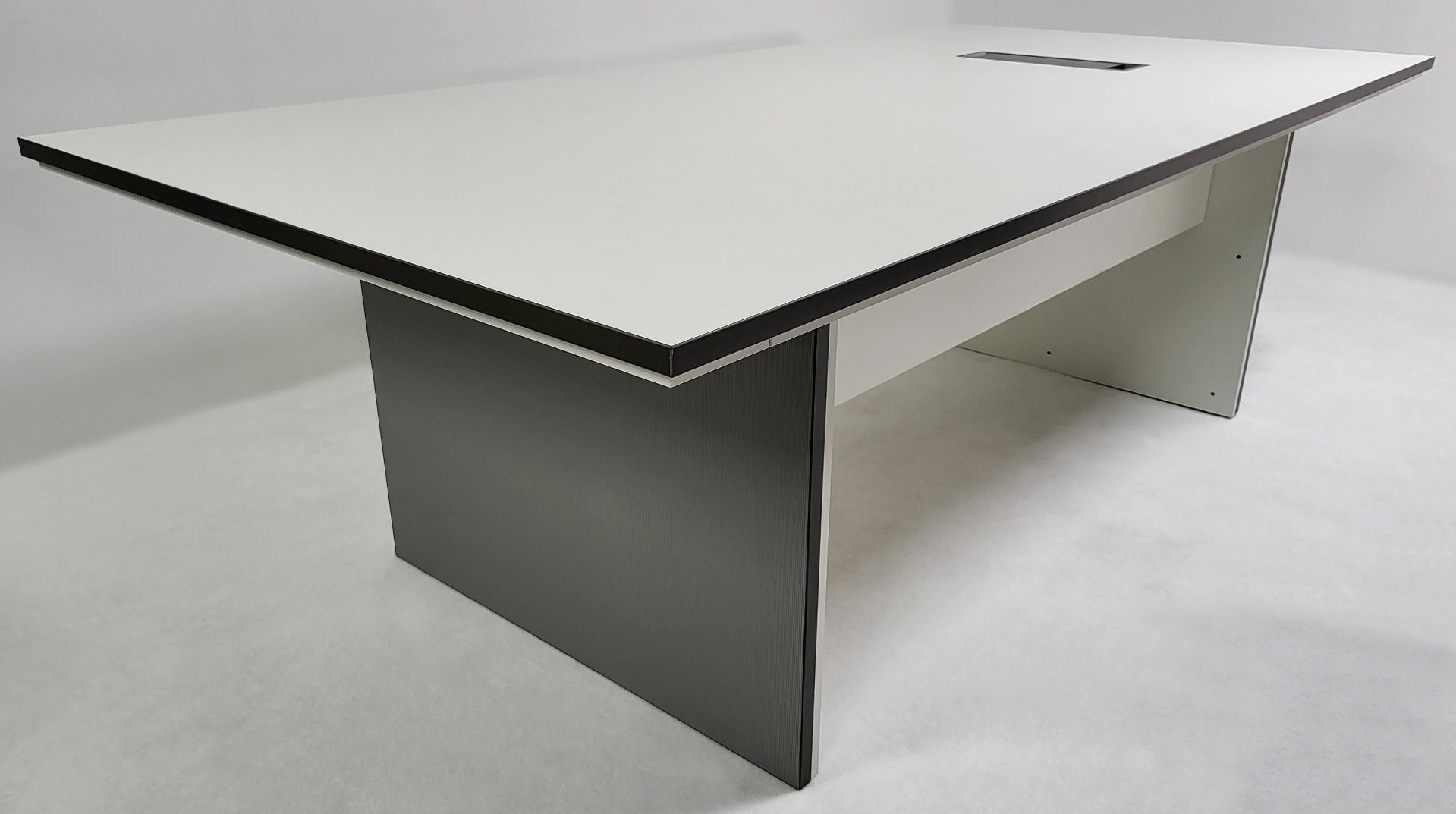 Heavy Duty 2400mm White and Grey Stripe Executive Boardroom Table - C0124 Huddersfield