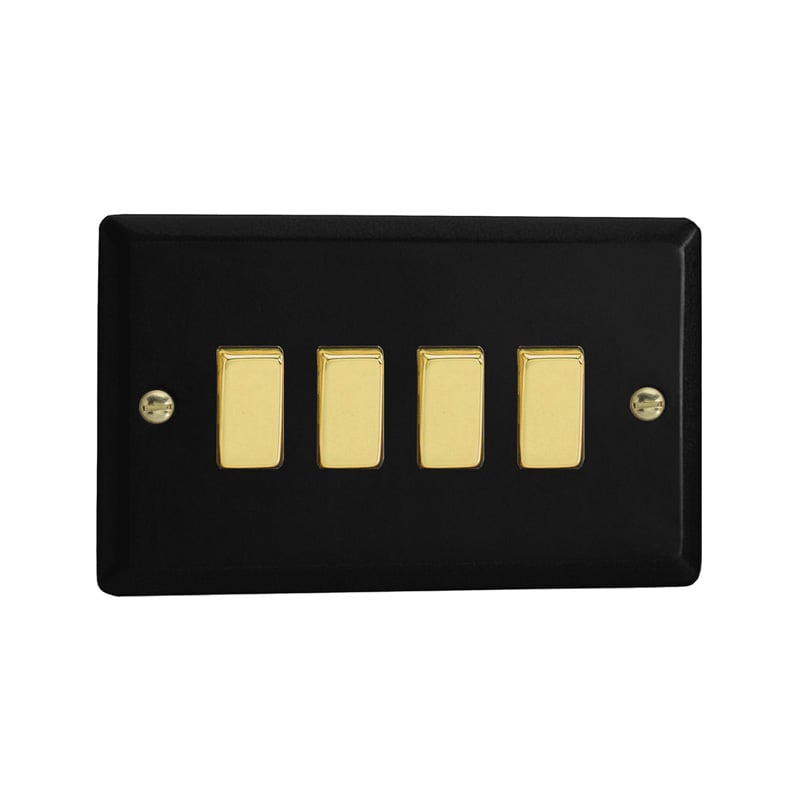 Varilight Vogue 4G 10A Rocker Switch Twin Plate Matt Black