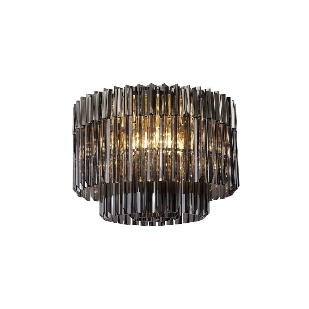 Luxuria Osiris 60cm Ceiling Round 7 Light E14 Polished Nickel / Smoke Sculpted Glass