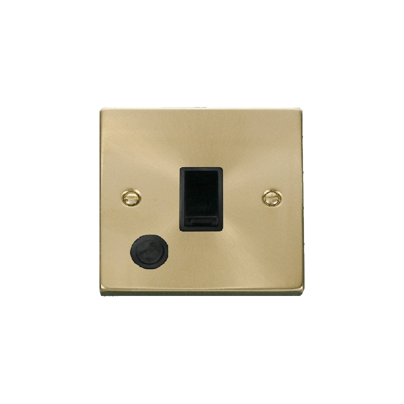 Click Deco 20A 1 Gang DP Switch With Flex Outlet Satin Brass Insert Black