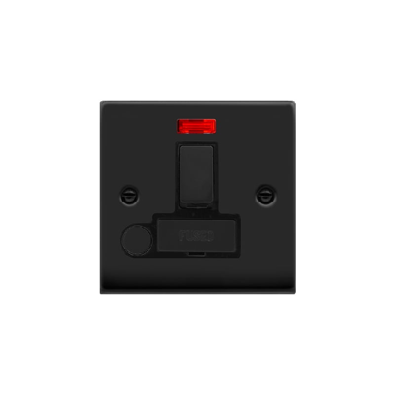 Click Deco 13A Fused 'Ingot' DP Switched Connection Unit With Flex Outlet & Neon Matt Black Insert Black