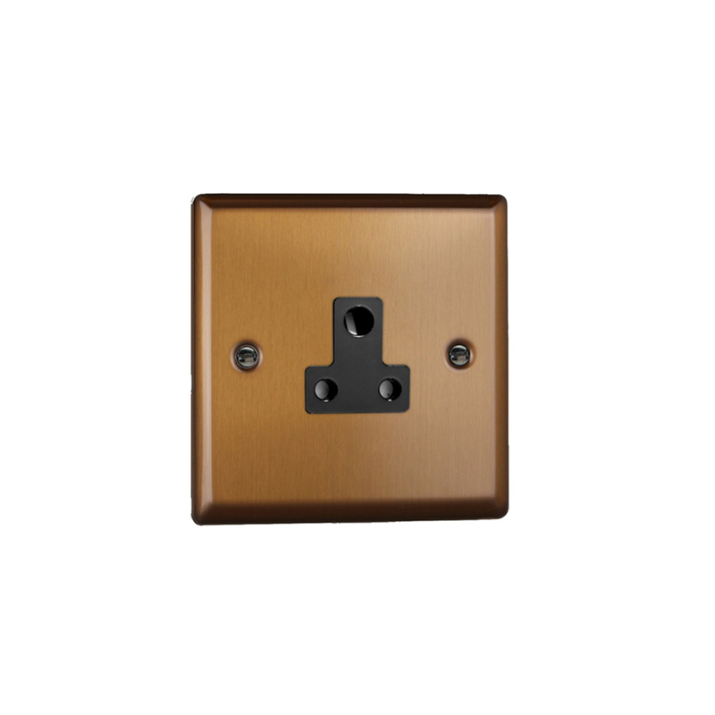 Varilight Urban 1G 5A Round Pin Sockets Brushed Bronze (Standard Plate)