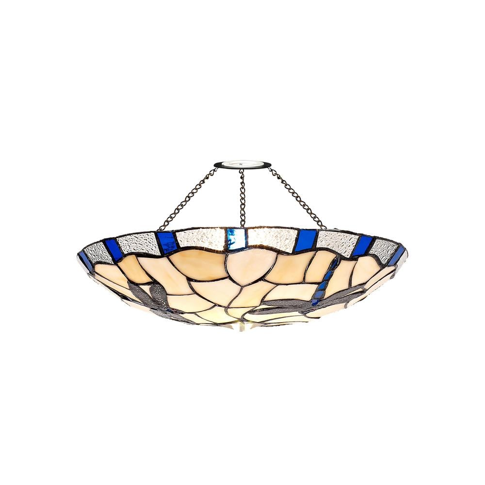 Luxuria Butterfly Wing 35cm Tiffany Uplighter Shade Rich Blue/Cream/Clear Crystal