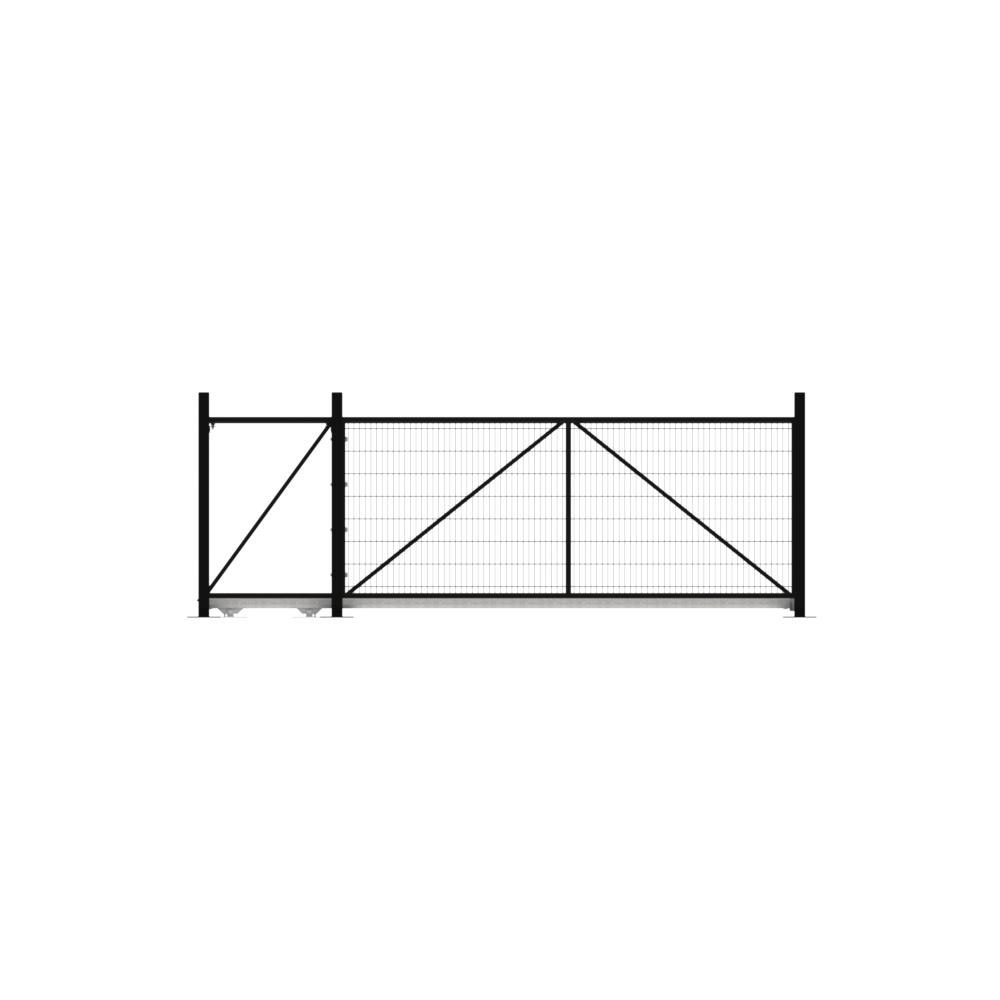 Cantilever Sliding Mesh Gate - 1.8H x 4mBlack With Track & Accessories - LH Open