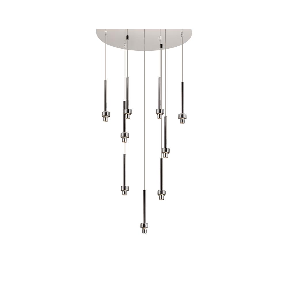 Luxuria Apex 50cm Polished Chrome 9 Light G9 Universal 2.5m Round Multiple Pendant