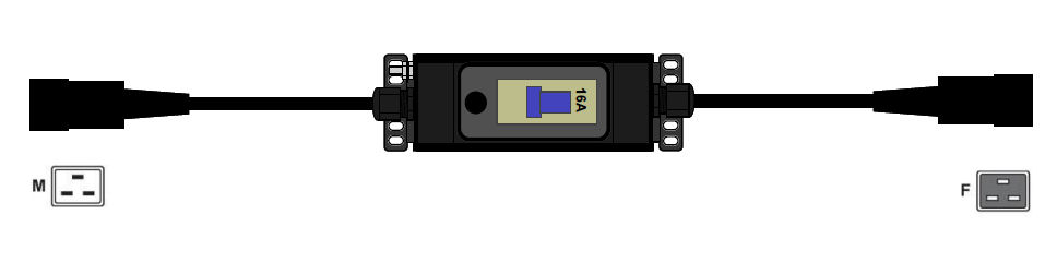 P1-MCB-16AC20-C19 Inline MCB 16A C20 - C19 With 0.5 Mtr leads ( Inline Breaker )