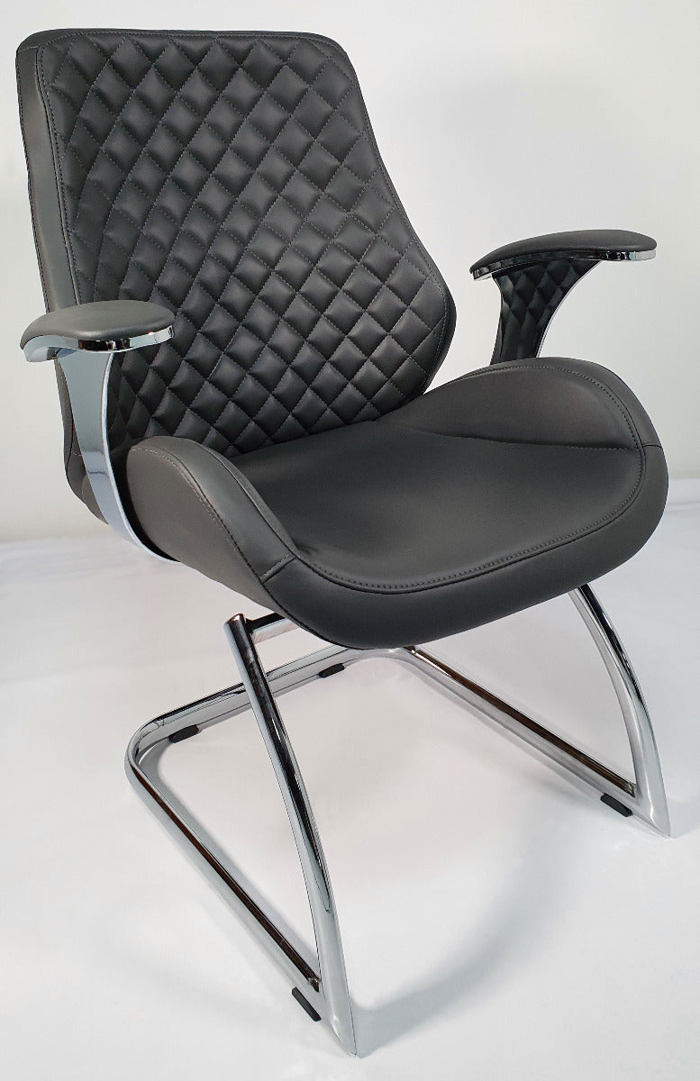 Providers Of Grey Leather Executive Visitors Chair - J1107C Huddersfield