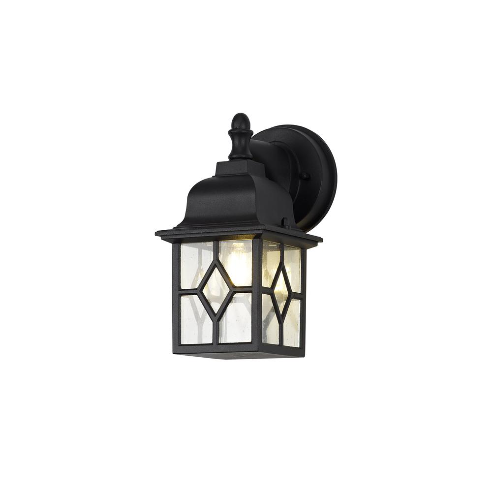 Luxuria Ondine Down Square Criss Cross Wall Light E27 IP44 Sand Black/Clear Seeded Glass