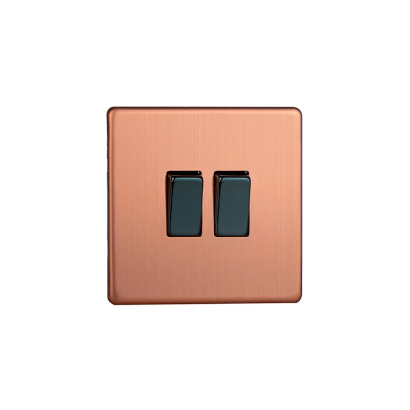 Varilight Urban 2G 10A Intermediate with Rocker Switch Brushed Copper Screw Less Plate