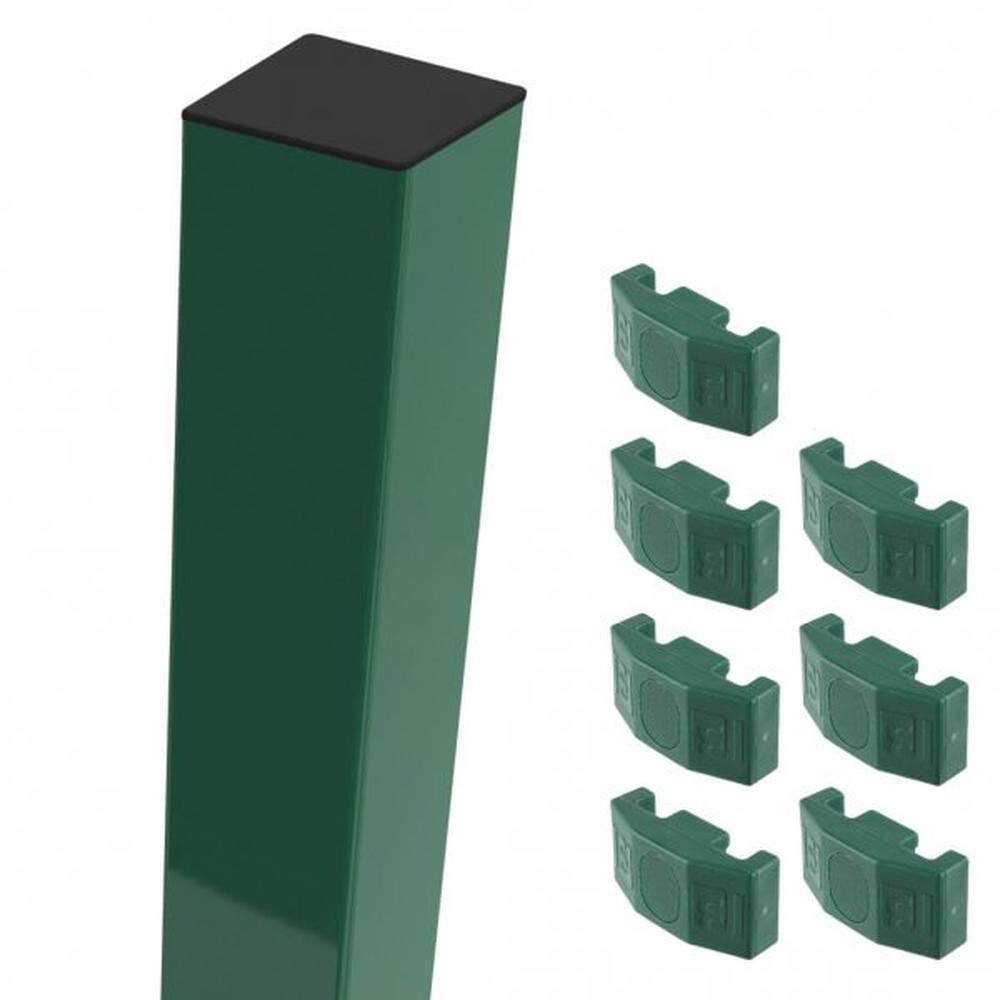 Green Mid/End Post For 2.4m High FenceWith Fixings (3.1m Overall Length)