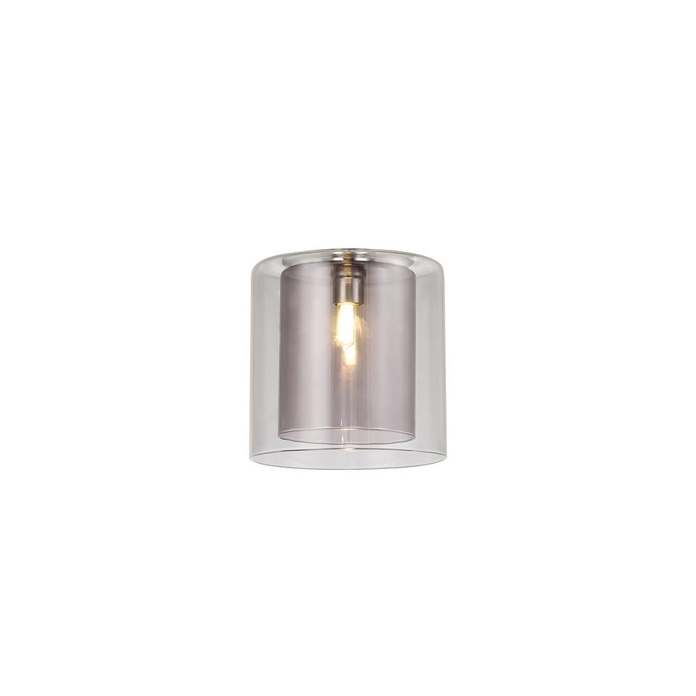 Luxuria Apex 140x140mm Medium Cylinder Clear Outer And Smoke Inner (H) Glass Shade