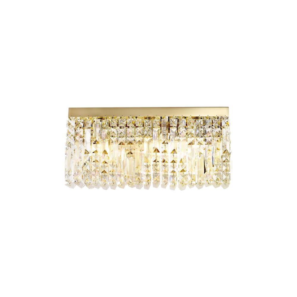 Luxuria Illumia 50x24cm Rectangular Large Wall Light 3 Light E14 Gold/Crystal