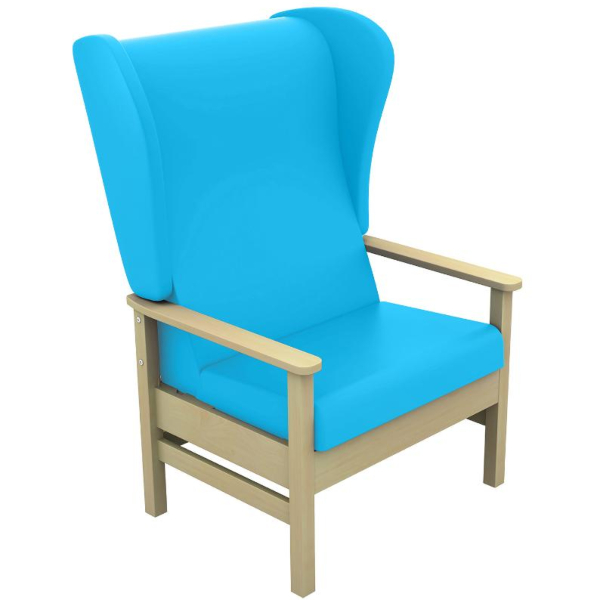 Atlas High Back Bariatric Arm Chair with Wings - Sky Blue