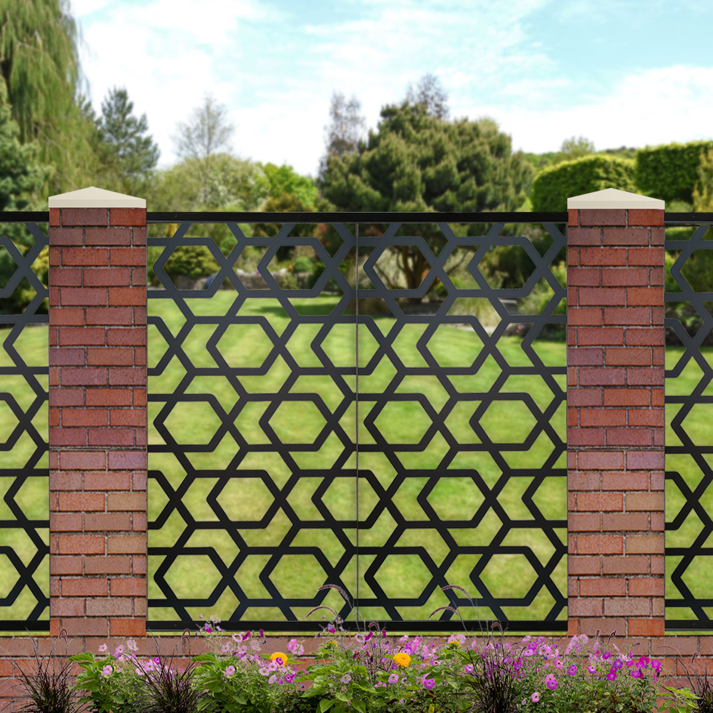 Black Hive Garden Screens for Piers 