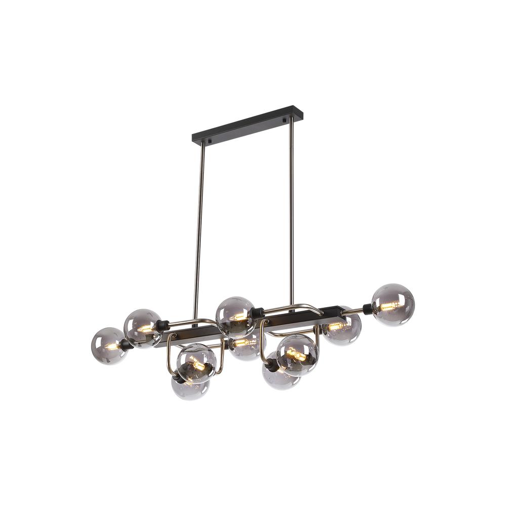 Luxuria Casablanca Fixed Pendant Ceiling 10 Light G9 Graphite / Satin Nickel / Smoke Glass