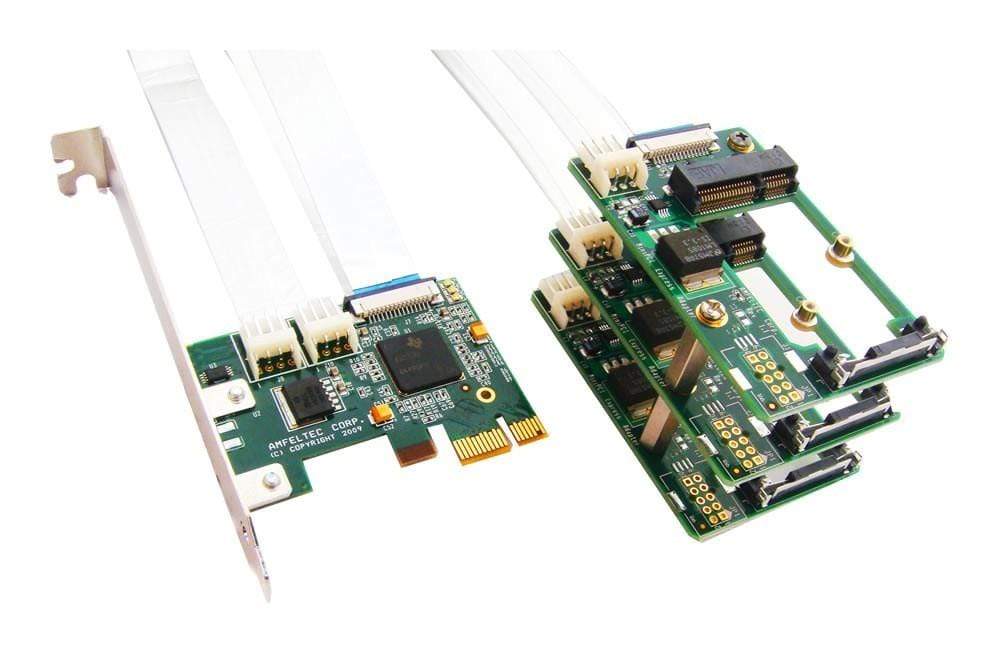 Amfeltec SKU-064-22 3-Way x1 PCIe to MiniPCIe Gen2 Splitter (ATX)