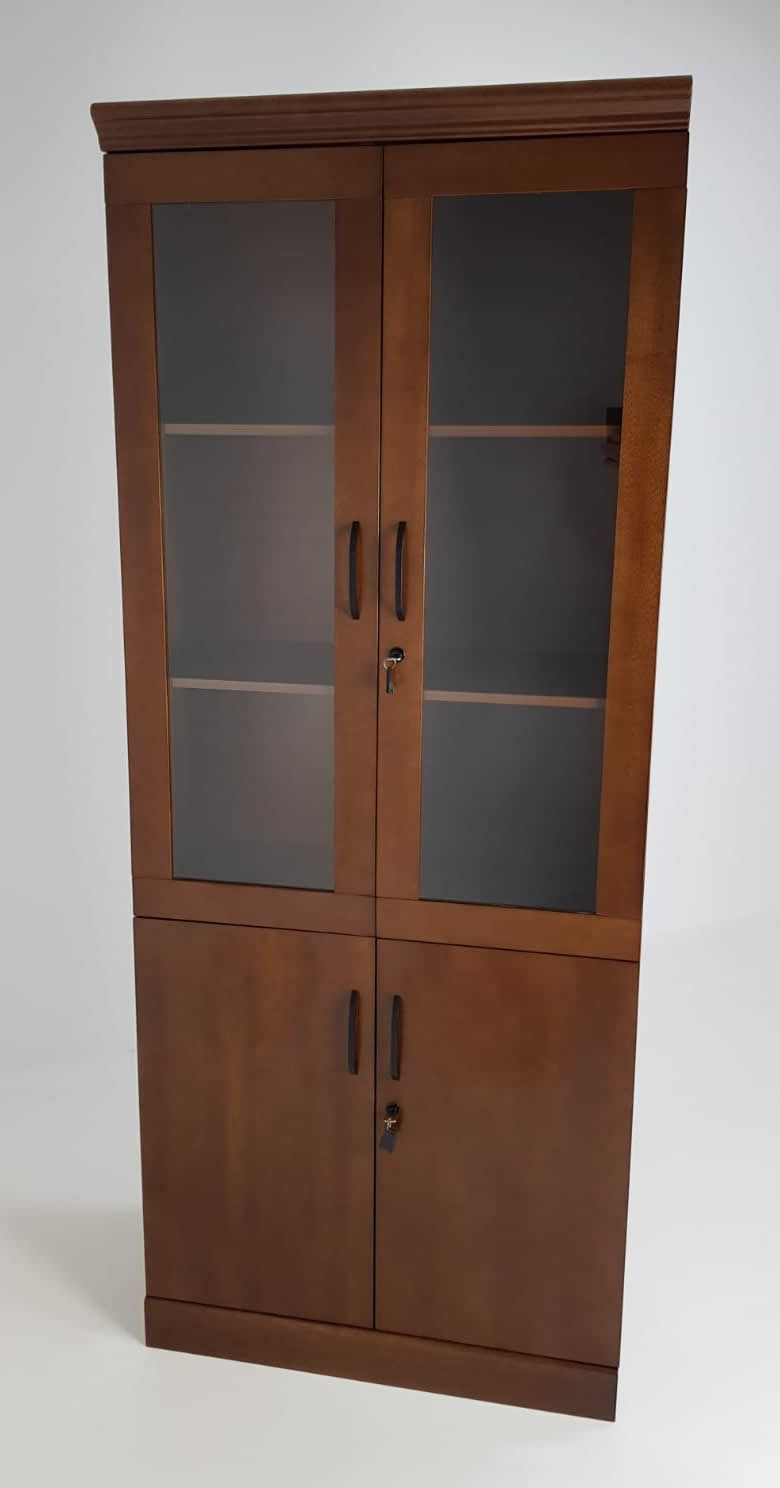Real Wood Veneer Two Door Executive Bookcase in Walnut - 1861A-2DR Huddersfield