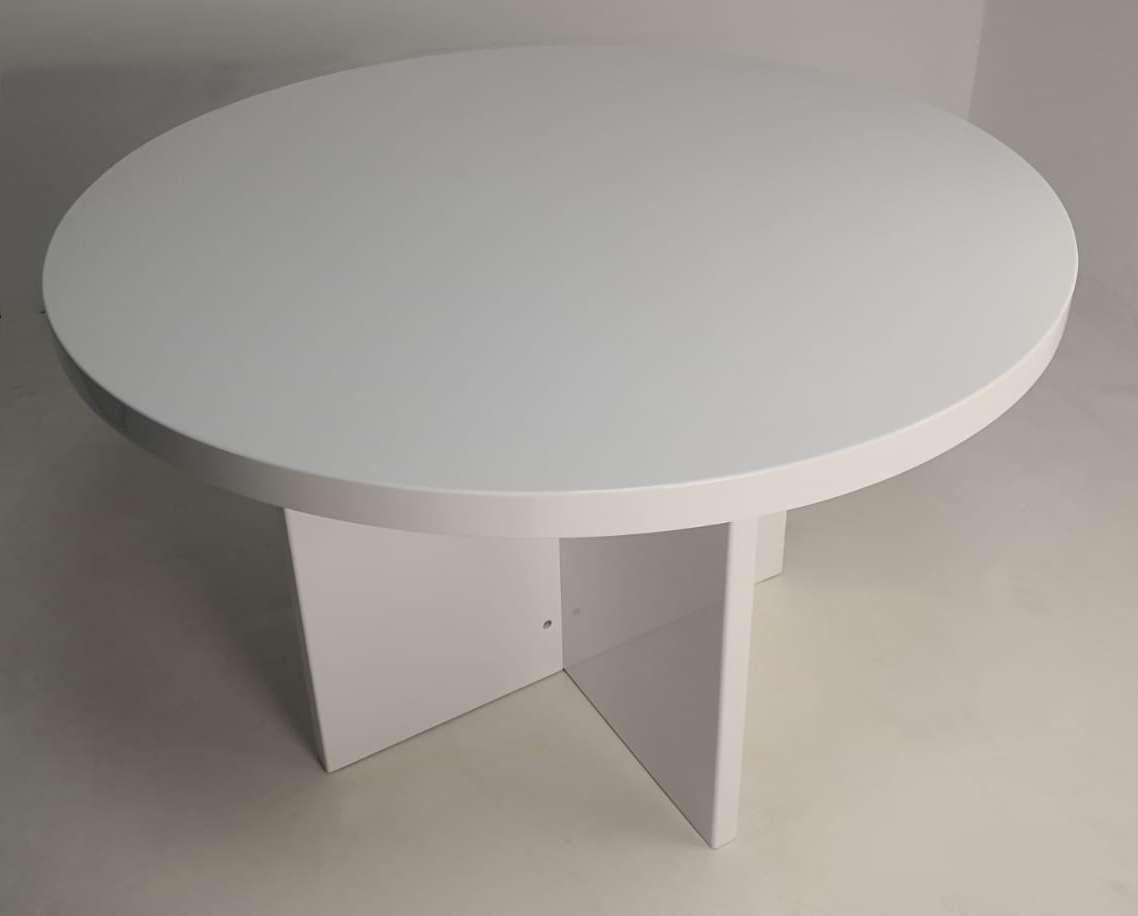 Specialising In EX SHOWROOM - Executive Round Meeting Room Table White Gloss - 1200mm - B02-White UK