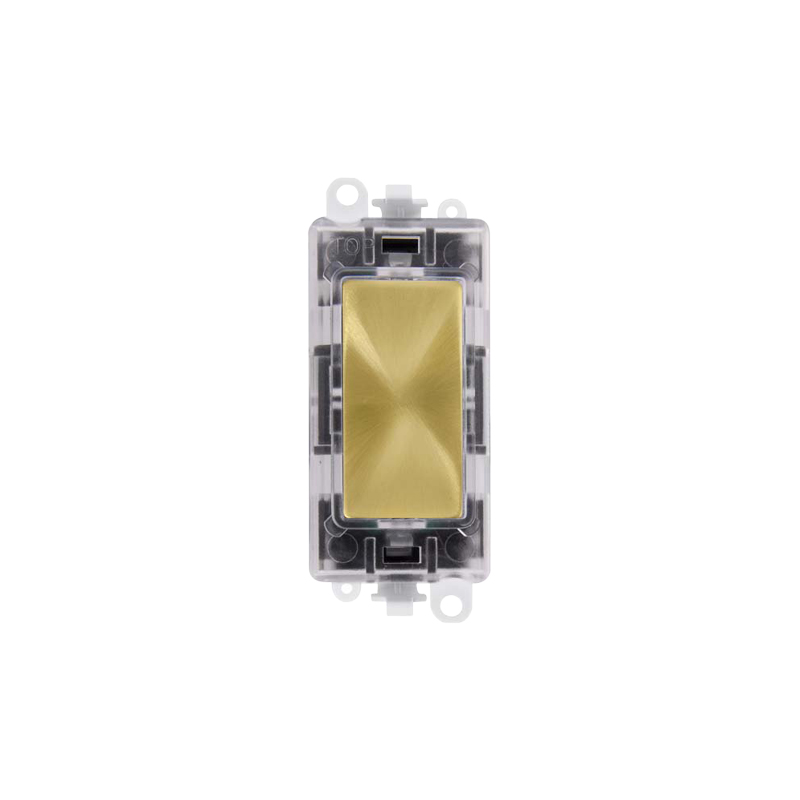 Click GridPro Satin Brass Transparent Illuminated Blank Module Insert Red LED