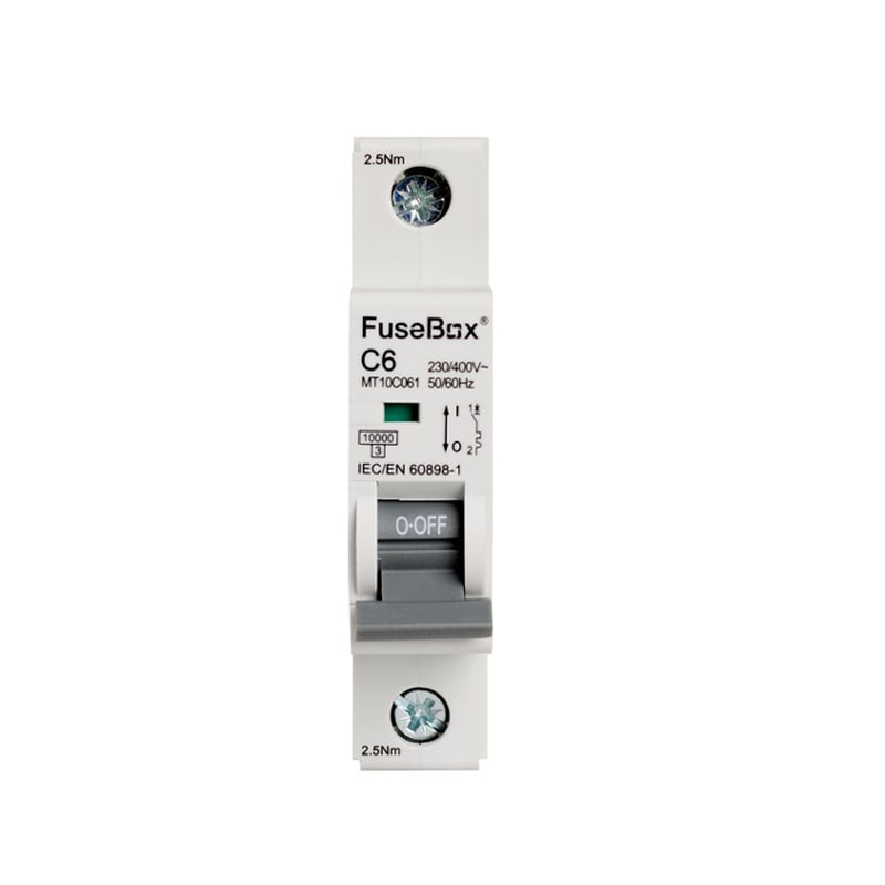 FuseBox MT10C061 MCB 6 Amp C Type 10kA 1 Pole