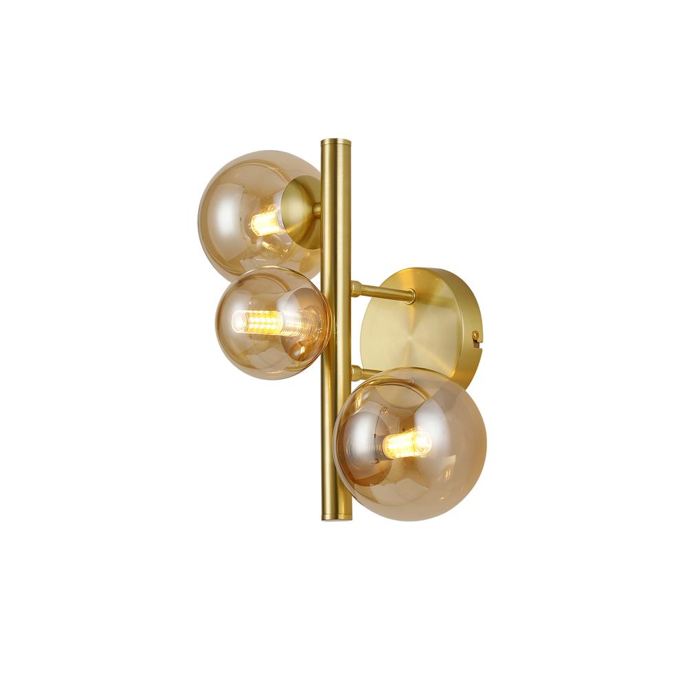 Luxuria Thorne Wall Light 3xG9 Satin Gold Amber Plated Glass