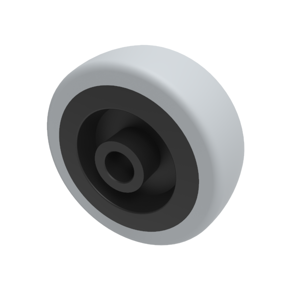 Grey Rubber Polypropylene 50mm Plain Bearing Wheel 40kg Load