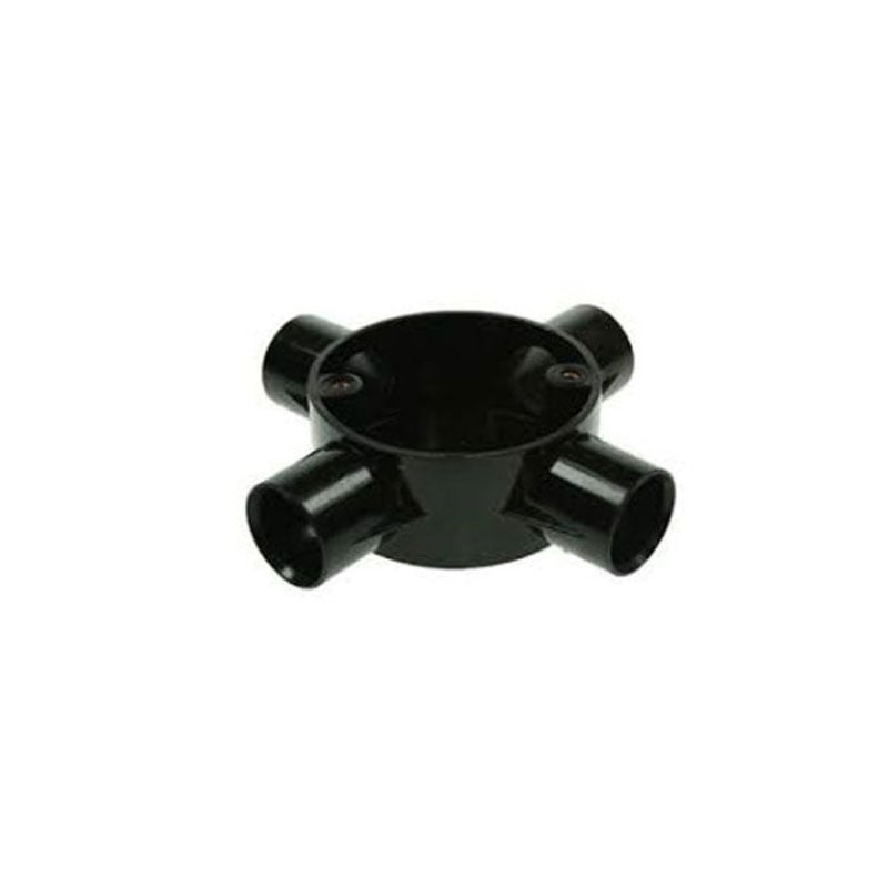 Falcon Trunking 25mm 4 Way Intersection Box Black Pack of 10