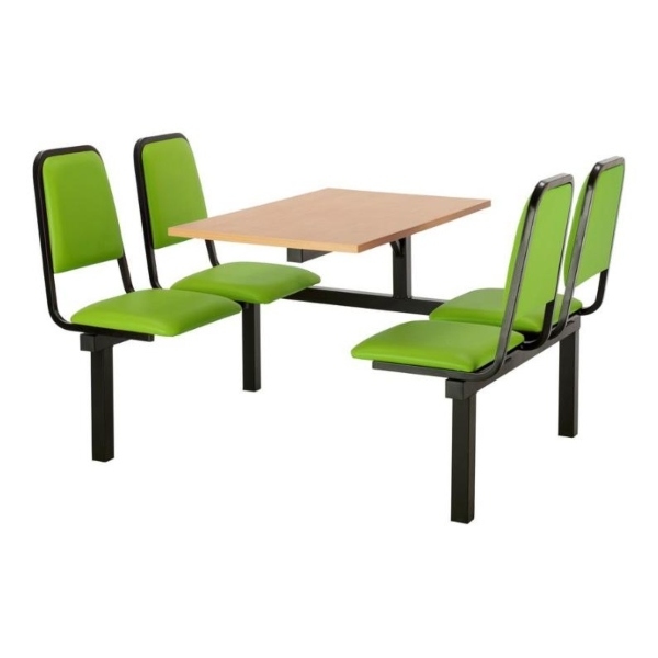 CU92 - 4-Seater Chester Canteen Unit - 1 Way Access, Green, Beech