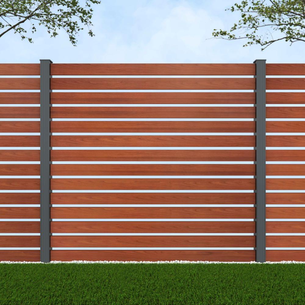 1.8m Parallel 100 Oak Wood Effect - Basalt Grey Posts - Metre Price 