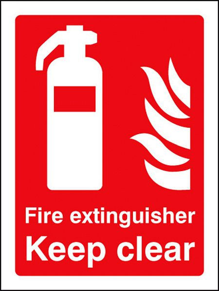 Fire extinguisher keep clear