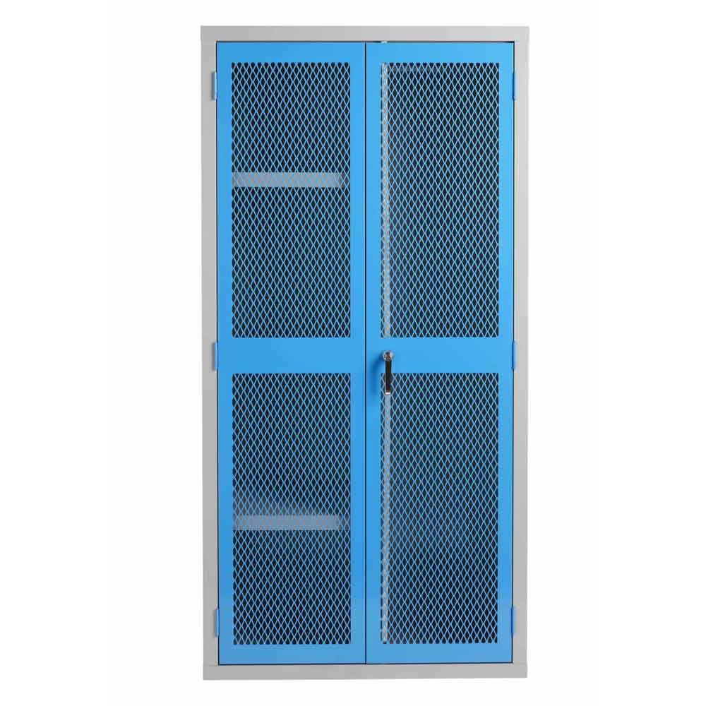 PPE Cabinet with Mesh Door, Rail & Shelves 1830H x 915W x 459D