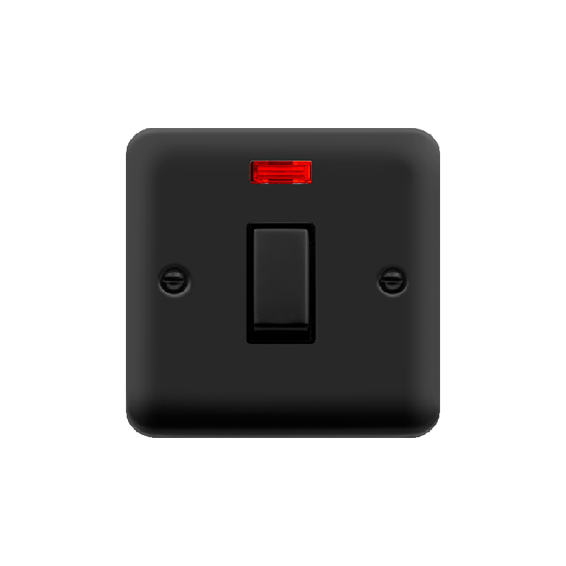 Click Deco Plus 1 Gang DP Switch Matt Black Black Inserts Neon Light