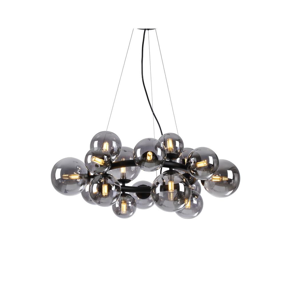 Luxuria Thorne 70cm Circular Pendant 16xG9 Satin Black Smoke Plated Glass