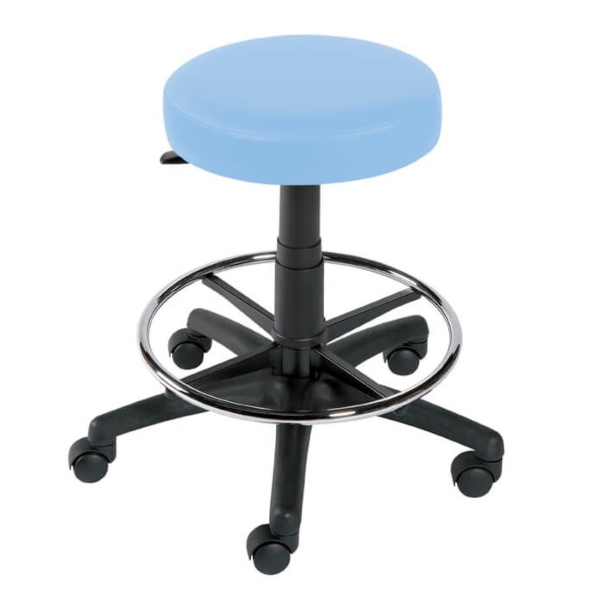 Gas Lift Examination Stool with Foot Ring - Cool Blue