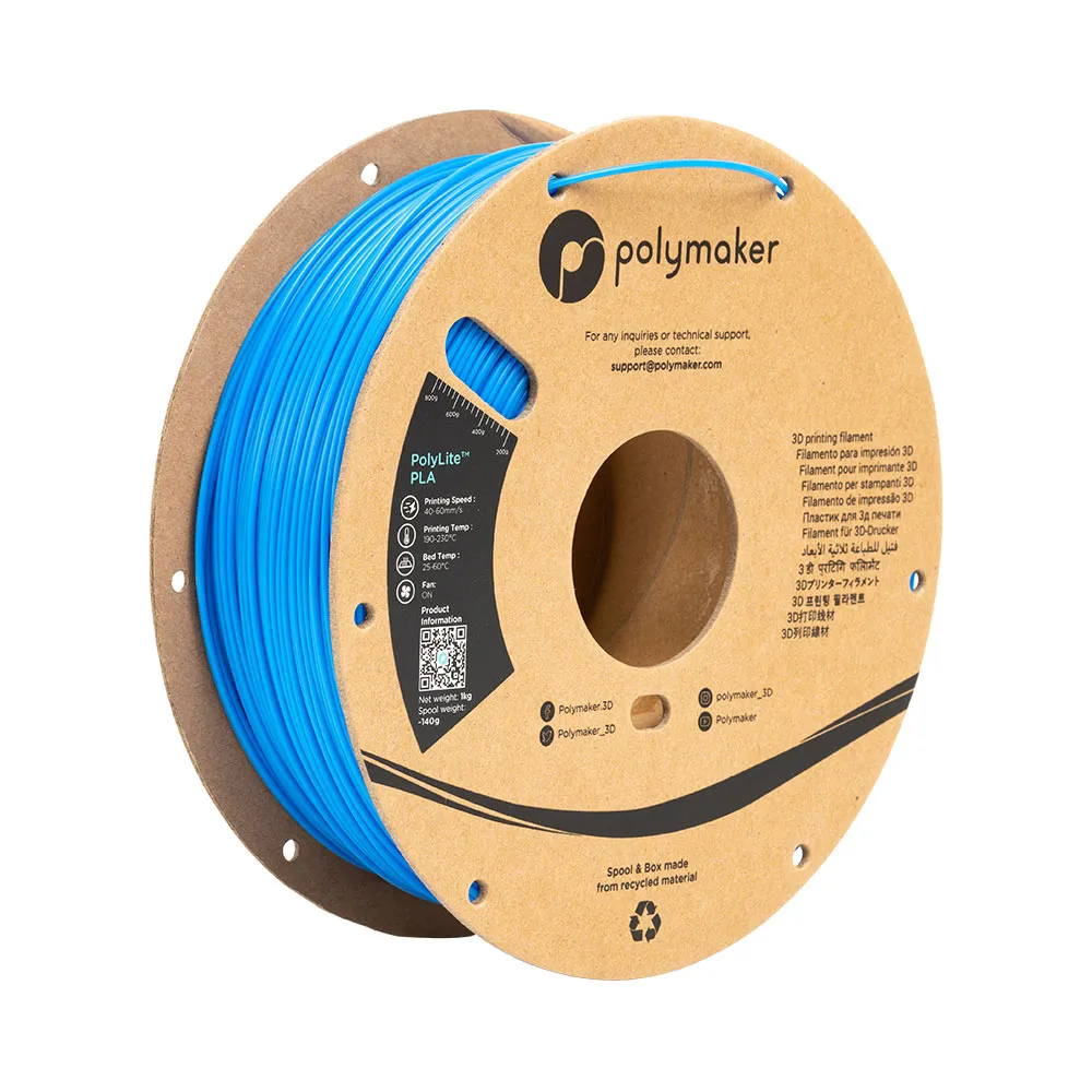 PolyMaker PolyLite PLA 1.75mm Azure Blue 3D printer filament 1Kg