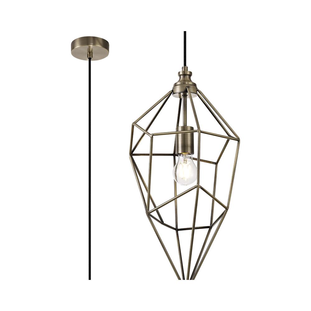 Luxuria Lumiere 26cm Large Pendant Light E27 Antique Brass