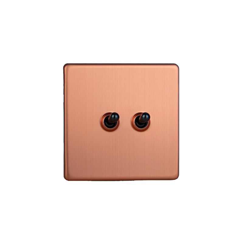 Varilight Urban 2G 10A Toggle Switch Brushed Copper Screw Less Plate