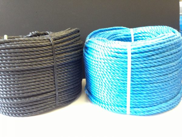 10mm Polypropylene 3 Strand Spiltfilm Rope -Blue/ Black