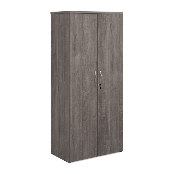 Universal Double Door Cupboard with 4 Shelves - Grey Oak