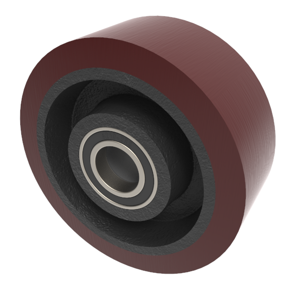 Polyurethane Cast Iron 250mm Ball Bearing Wheel 2500kg Load